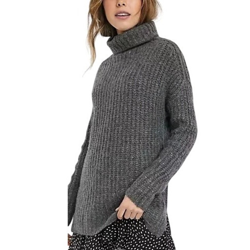 Abercrombie & Fitch Women's Blue Gray Knit Turtleneck Chunky Sweater Size XS